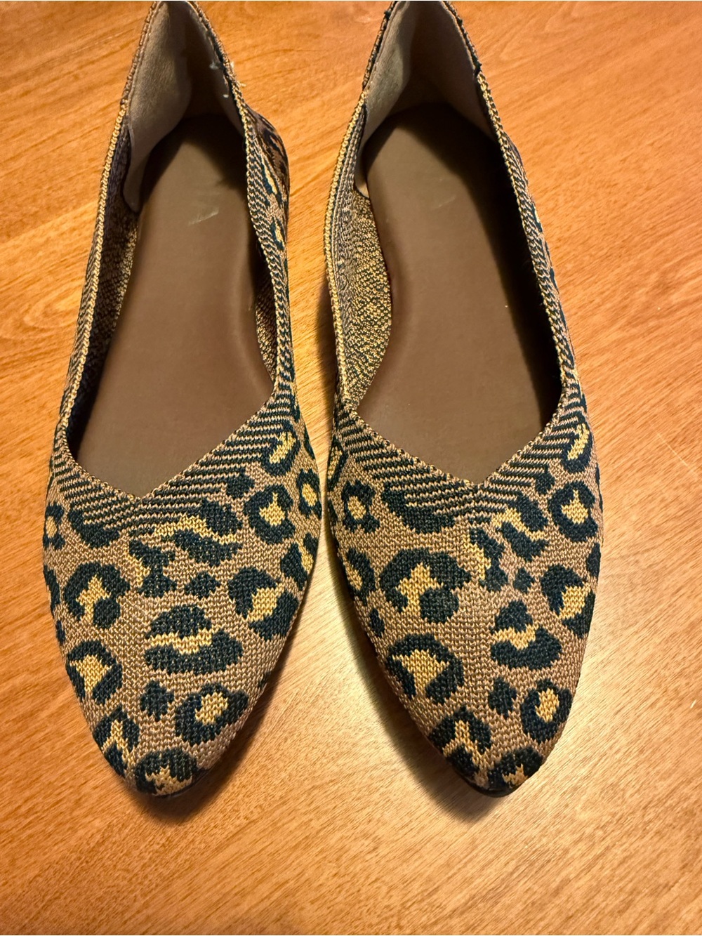 MIA Leopard Print Pointed Toe Flats - Tan & Black